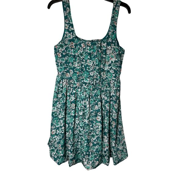 Land of the Free Women's Green Floral Tank Ruffled Lines Short Dress Large - Picture 2 of 13